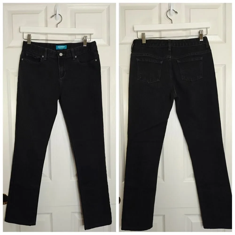 Girls Old Navy black straight leg jeans sz 16
